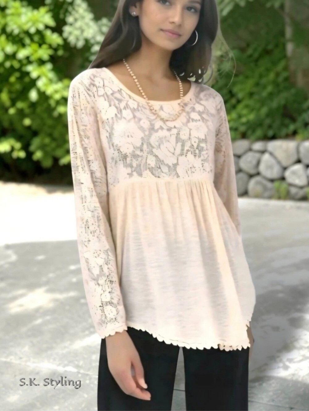 NEW - Ivy Jane Cottagecore  Romantic Floral Lace Tunic Blouse Feminine Top Large